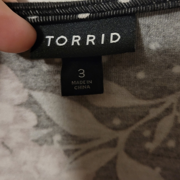 Torrid 3 Black Floral Dots Womens Dress 3/4 Sleeve Wrap Tie - Picture 7 of 10